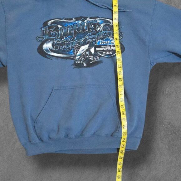 Vintage Y2K Lucas Oil Dirt Track Sprints Racing Pullover Sweatshirt Large Blue - Picture 4 of 6